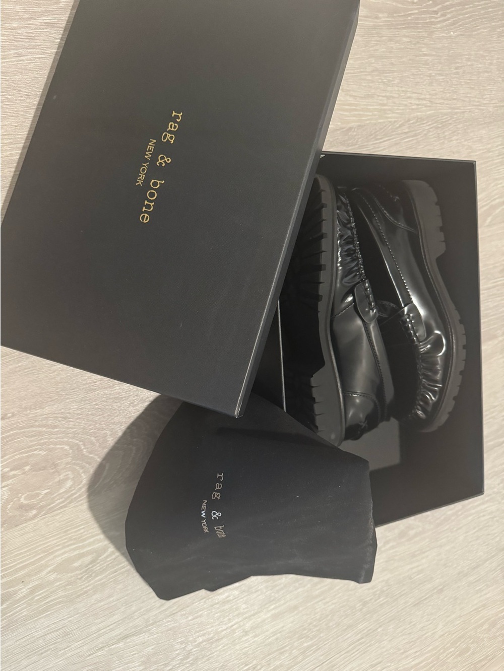 rag & bone women’s Black Leather Penny Loafers